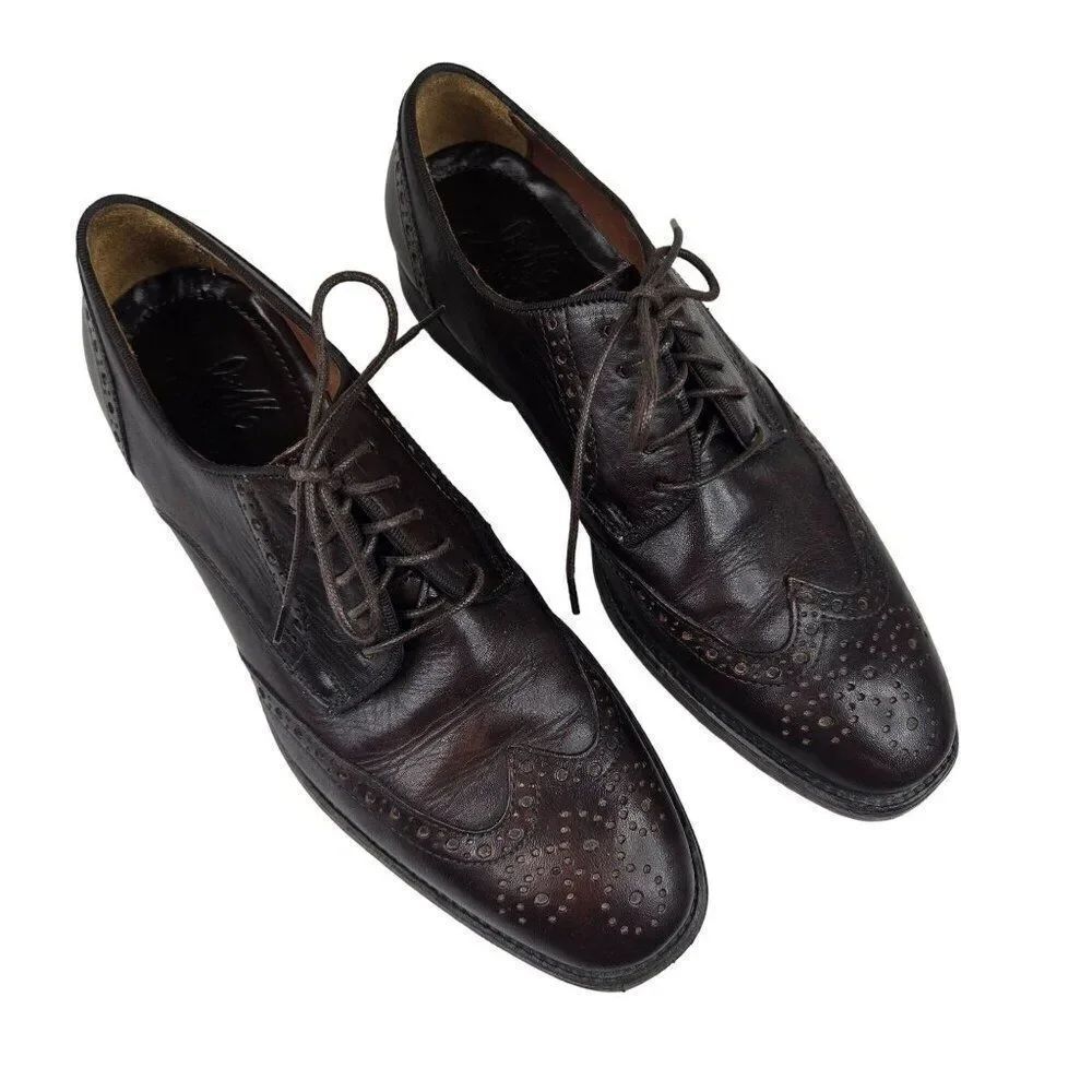 Johnston & Murphy Brown Leather Wingtip Oxford Mens Dress Shoes 8.5 M